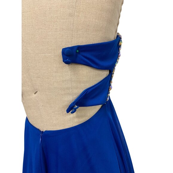 Strapless B. Smart Royal Blue High-Low Dress With Beaded Bodice - Picture 7 of 9